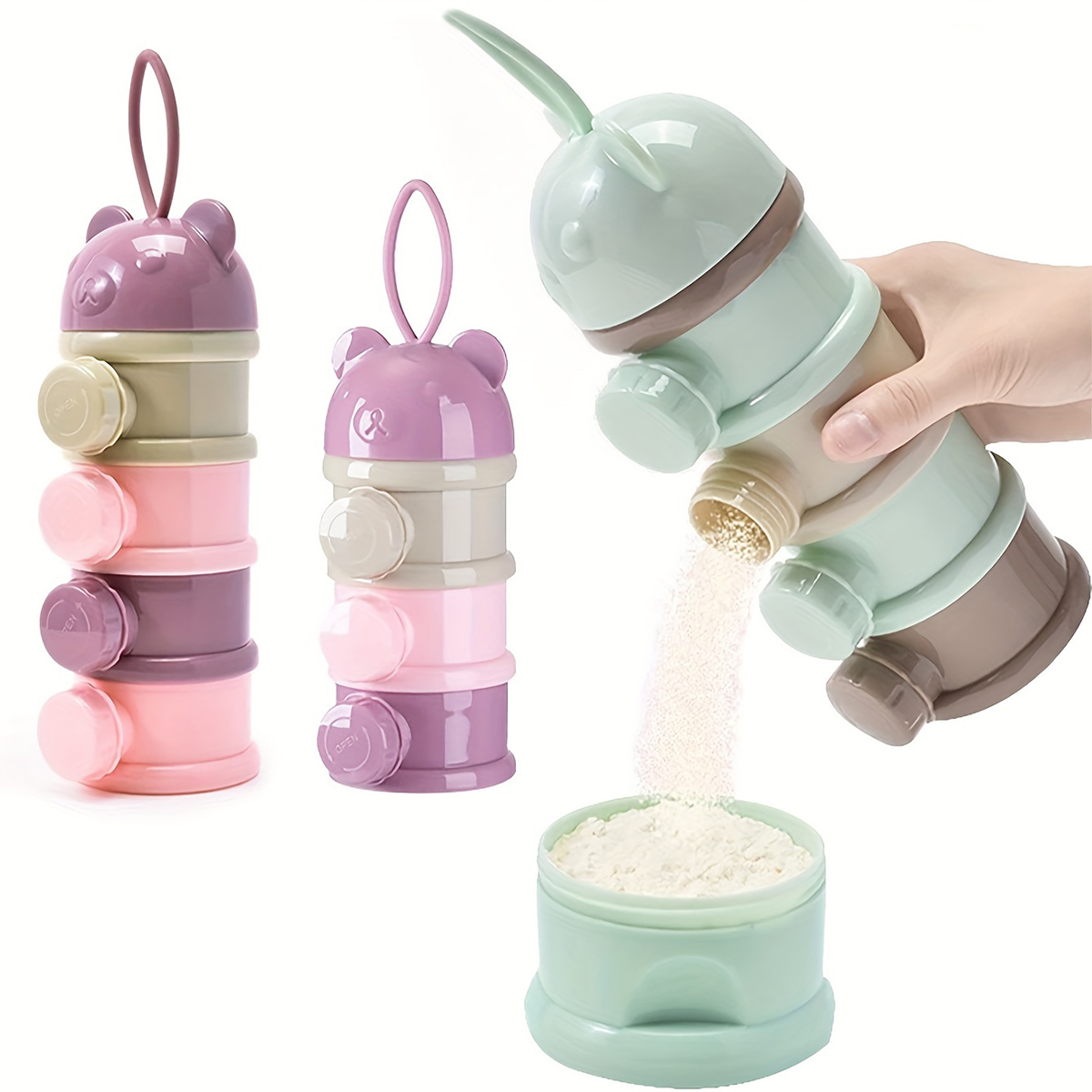Puree Baby Food - Baby-Milchpulverbehälter mit großem Fassungsvermögen und Riemen,