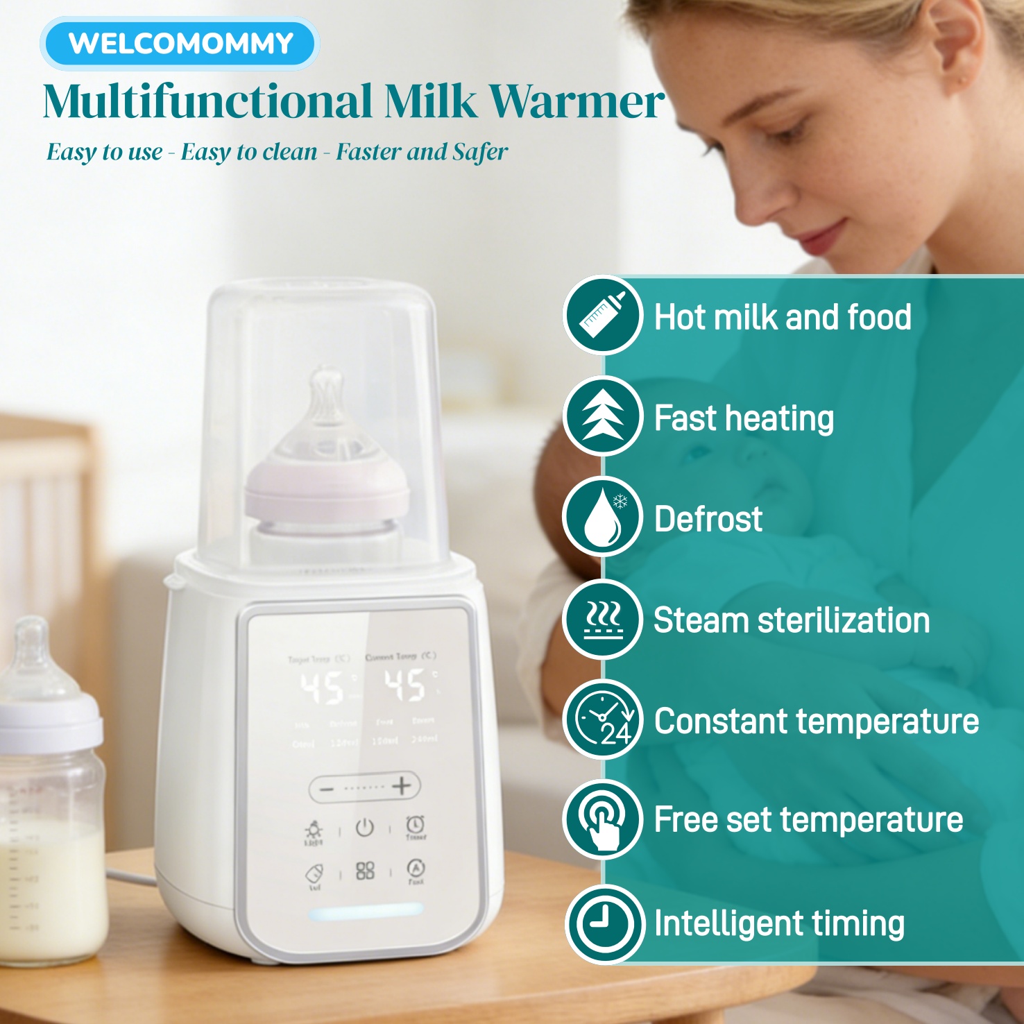 Dry Food Baby - 8-in-1-Muttermilchwärmer für Babyflaschen, Sterilisator, Multifunktions-Muttermilch- und