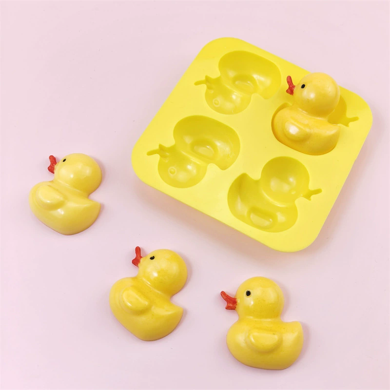 Baby Food Tray - 3D-Enten-Silikonform für Seifenherstellung, Cartoon-Tier-Wachsschmelzen, Babyparty-Dekoration, Eiswürfelform,