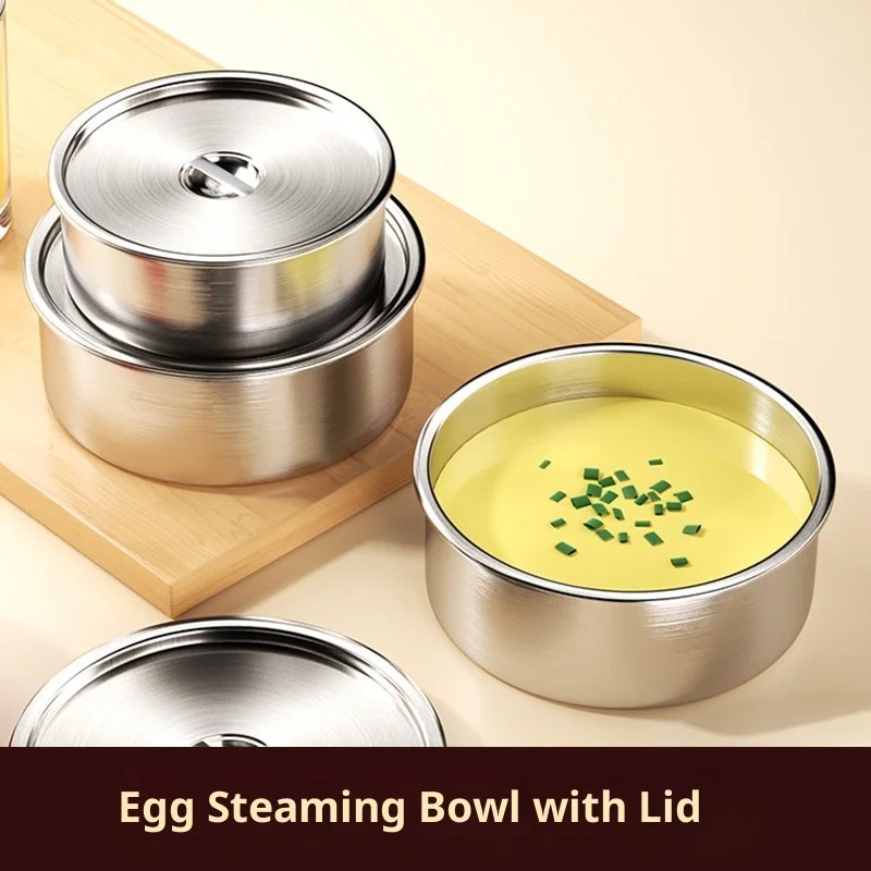 Baby Food Egg - Edelstahl-Dämpfschüssel mit Deckel, hitzebeständig, für Eierpudding,