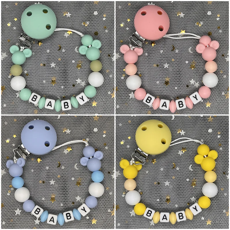 Baby Food Teether - Personalisierter Schnullerclip mit Namen, Schnullerkette für