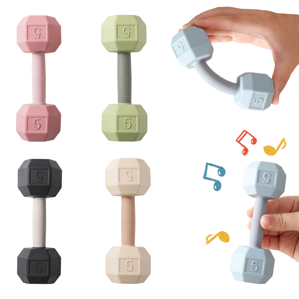 Baby Food Teether - Baby-Silikon-Hantel-Beißspielzeug – Sensorische Rassel zum Schütteln