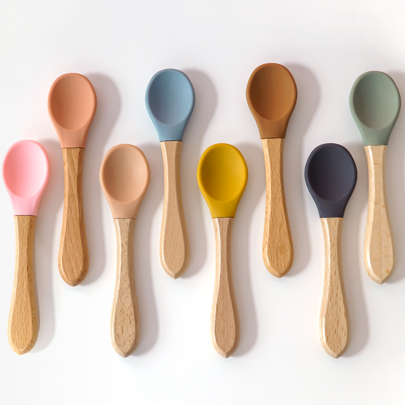 Puree Baby Food - Füttern Holzgriff Silikon Löffel Für Baby