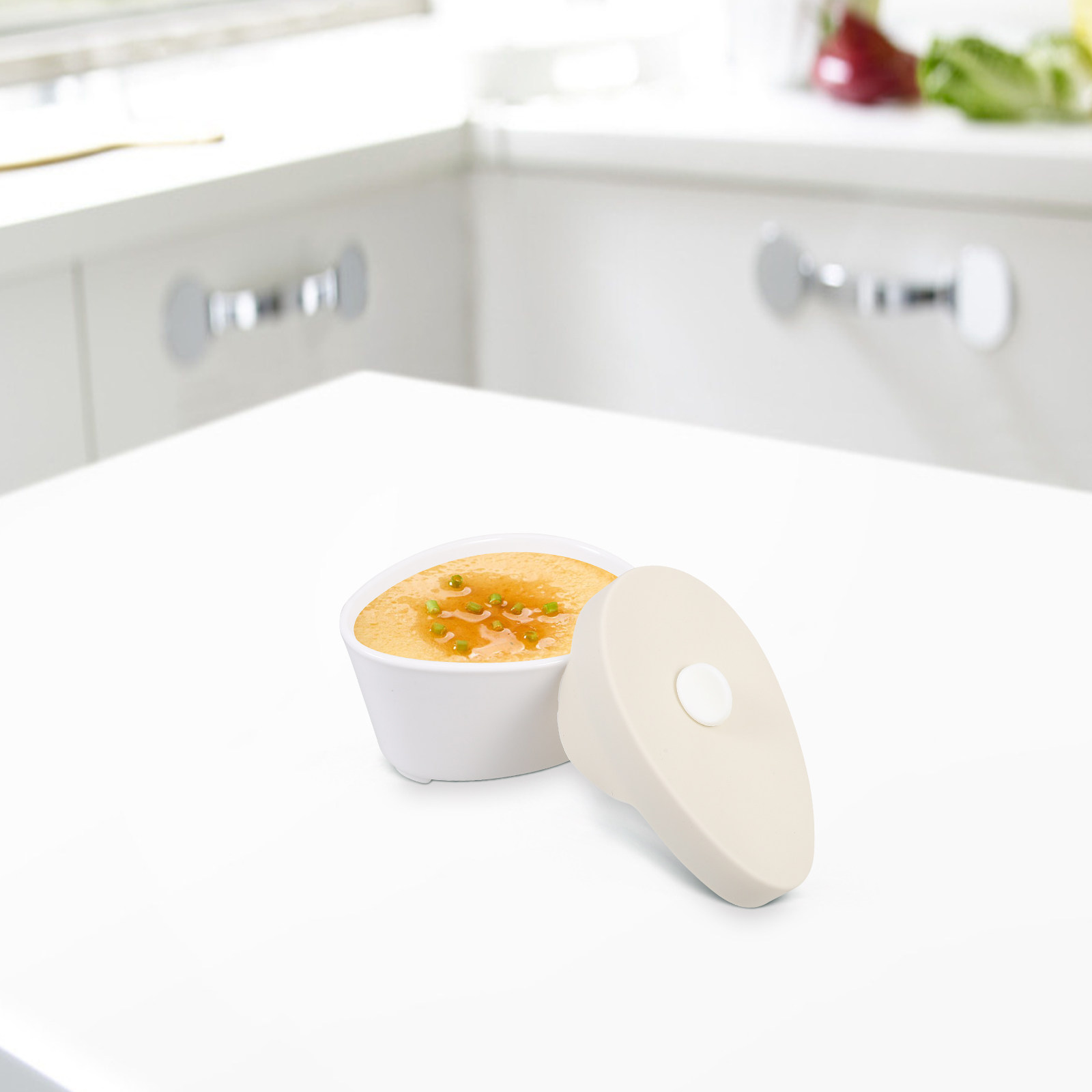 Baby Food Egg - Keramik-Schmortopf Suppenschüssel Babynahrungsschüssel mit Deckel Leicht