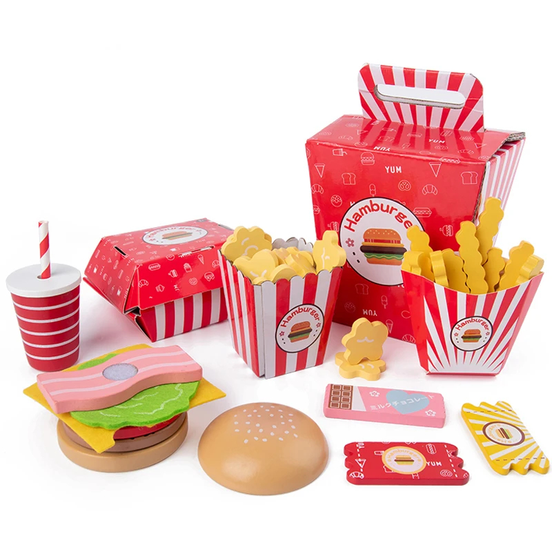 Dry Food Baby - Montessori Holzspielzeug für Babys, Küchen-Burger-Set, realistisches