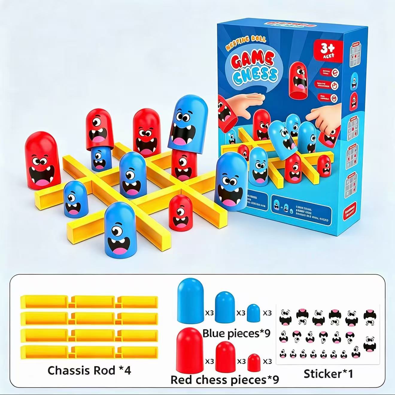 Baby Food Eat - Tic-Tac-Toe Eat-and-Be-Sized Stapelbecher-Doppelspiel-Brettspiel Eltern-Kind-Interaktives Logik-Denk-Tischspielzeug