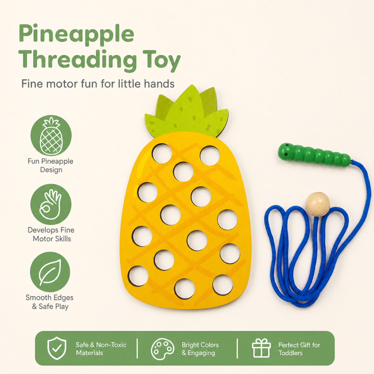 Holz-Schnürspielzeug Ananas, F – Baby Food Eat Bewertung und Preis